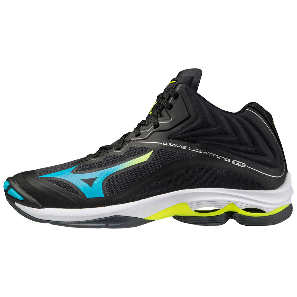 Zapatillas Voleibol Mizuno Wave Lightning Z6 Mid Hombre Negras/Azules Turquesa/Amarillo Ofertas SUFG